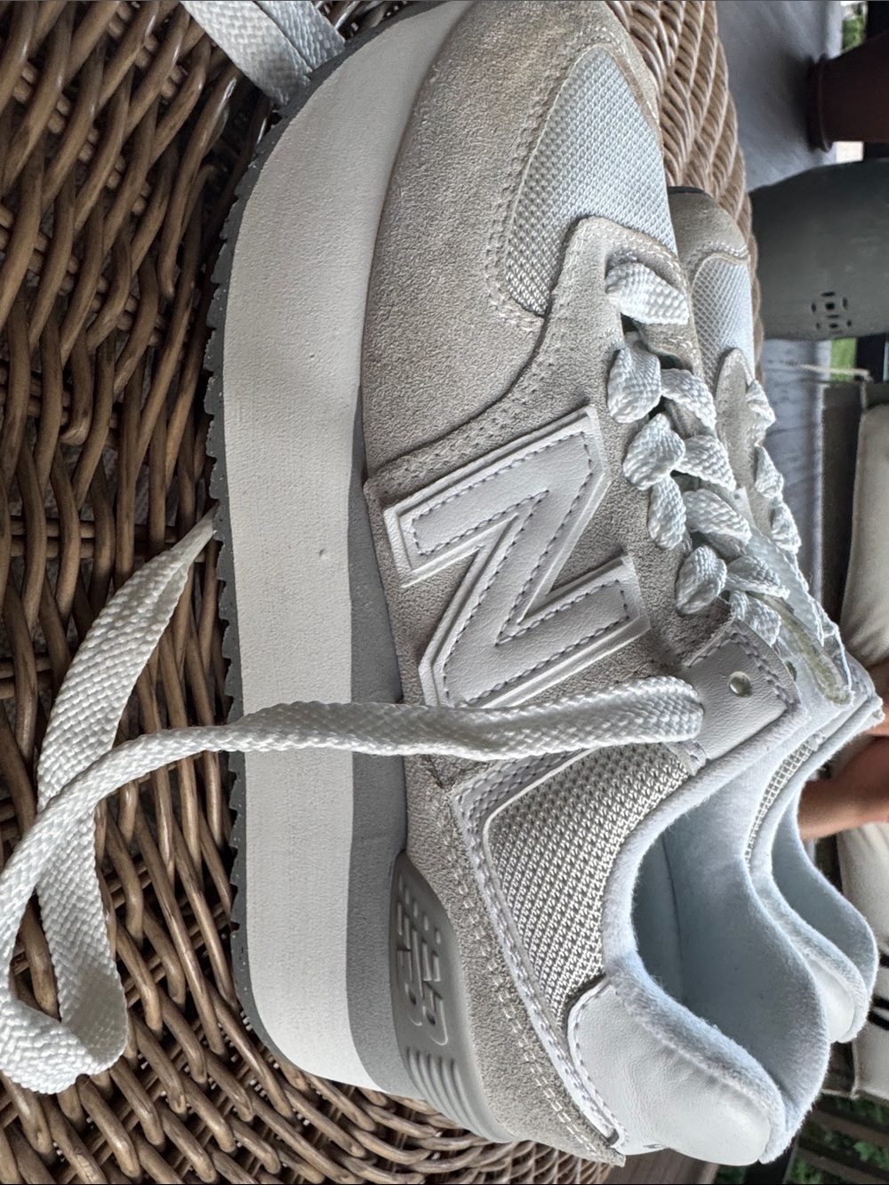 New Balance Women’s White and Light Gray Platform Sneakers - Picture 4 of 10